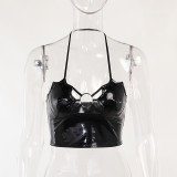 Women's Summer Vest Gothic Sexy Cropped Leather Top Women