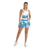 Women's Summer Casual Sports Comfort Tank Shorts Print Set