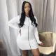 Knitting White Long Sleeve Hooded Dress Women's Summer Sexy Slim Casual Skirt