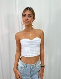 Women's Summer Sexy Fashion Corset Crop Crop Mesh Tank Top Strapless Top
