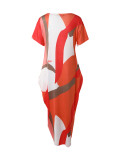 Women's Summer Multi-Color Print Off Shoulder Dress