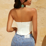 Sexy Ladies Summer Fashion Corset Low Back Short Vest Strapless
