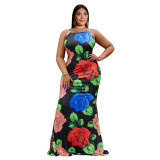 Women's Summer Floral Print Fashion Tight Fitting Plus Size Dress