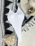 One Piece Swimsuit Solid Color Bikini Swimsuit Women Low Back Swimsuit Sexy Bikini