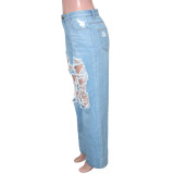 WomenCasual Denim Ripped Jeans
