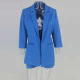 Elegant Turndown Collar Blazer Shorts Solid Two Piece Women Clothing