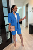 Women Clothing Solid Jacket Shorts Two Piece Spring/Summer Casual Blazer Suit