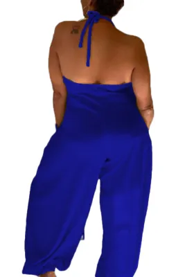 Women Clothing Sexy Nightclub Wear Fall Winter Halter Strap Backless Pocket Loose Fashion Jumpsuit