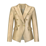 Autumn And Winter Women Clothing Chic Blazer Short Handsome Imitation Leather Jacket