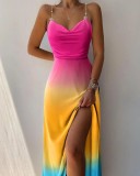 Summer Fashion Women Clothing Print Strap Long Maxi Dress
