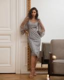 Elegant Ladies Chic Embroidered See-Through Mesh Dress