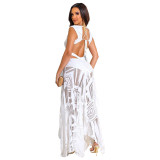 Women Clothing Summer Sexy Sleeveless V-Neck Waist Cutout See-Through Casual Women'S Maxi Dress