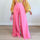 Women Clothing Rose High Waist Wide Leg Casual Trousers