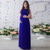 Spring Summer Women's Maternity Dress Solid Color Round Neck Photo Long Dress