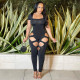 Fashion Ladies Summer Sexy Cutout Nightclub Tight Fitting Jumpsuit Women