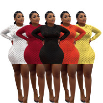 Women Sexy Round Neck Cutout Long Sleeve Bodycon Dress