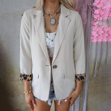 Women Fall/Winter Leopard Print Long Sleeve Casual Blazer