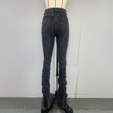 Women Slit Denim Pants