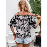 Womens Chic Off Shoulder Print Top