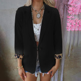 Women Fall/Winter Leopard Print Long Sleeve Casual Blazer