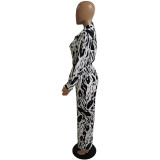 Elegant Casual Print Fashion Long Sleeve Jumpsuit