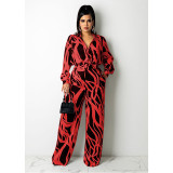 Elegant Casual Print Fashion Long Sleeve Jumpsuit