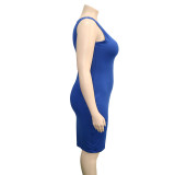 Plus Size Women's Casual Round Neck Sleeveless Solid Dress Women