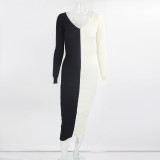 Women Autumn/Winter Solid V-Neck Long Sleeve Maxi Sweater Dress