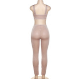 Summer Women Camisole Backless Tank Top + High Waist Tight Pants Two Piece Set