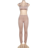 Summer Women Camisole Backless Tank Top + High Waist Tight Pants Two Piece Set