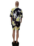 Summer Women's Tie Dye Suit Short Sleeve Shorts Splatter Print Suit