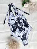 One Piece Swimsuit Split Bikini Swimsuit Women's Sexy Swimwear Print Bikini