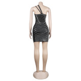 Sexy Wrap Bust Slim Fit Bodycon Beaded Pearl Dress