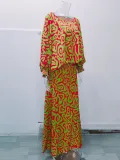 Women Loose Print Long Sleeve Top+Long Dress Two Piece Set