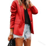 Women Fashion Turndown Collar Chic Long Sleeve Blazer