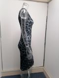 Women Summer Chic Leopard Print Backless Maxi Dress