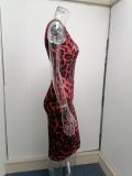 Women Summer Chic Leopard Print Backless Maxi Dress