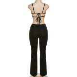 Summer Women'S Fashion Cutout Sexy Jumpsuit Strap Slim Fit One Piece Casual Trousers