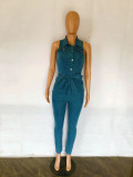 Denim Slim Fit Jumpsuit Denim Pants