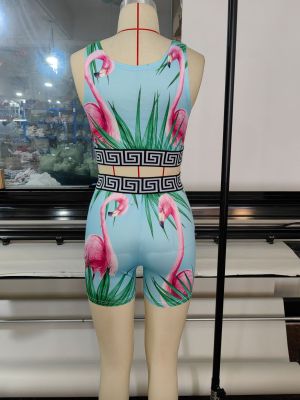Casual Women's Two-Piece Holidays-Inspired Digital Print Tank and Shorts Set