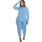 Women's Fashion Casual Side Slit Lace-Up Round Neck Tracksuit