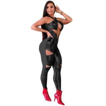 Womens Sexy Halter Neck Backless Sequin Jumpsuit