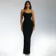 WomensSexy Backless Lace-Up Sleeveless Sling Long Dress