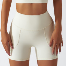 Women Fitness Pants Quick Dry High Waist Pocket Running Sports Yoga Shorts