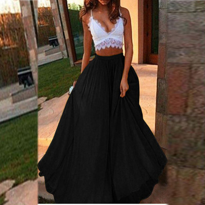 Women Summer Women Casual Solid Long Skirt