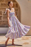 Summer Women'S Holidays Sling Lace-Up Print Long Dress