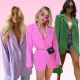 Women'S Autumn And Winter Candy Color Linen Shoulder Pads Loose Casual Suit Jacket Women'S Blazer