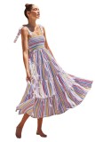 Summer Women'S Holidays Sling Lace-Up Print Long Dress