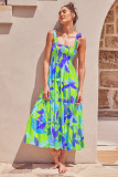 Summer Women'S Holidays Sling Lace-Up Print Long Dress