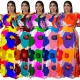 Plus Size Women's Long Sleeve Long Dress Flower Print Fashion Dress Long